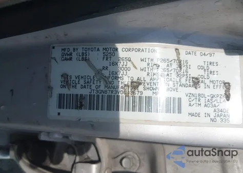 1997 Toyota 4Runner Sr5 V6 Limited from USA, damaged, VIN JT3GN87R3V0043679